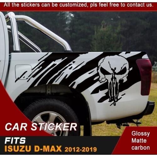 Car exterior 2 Pcs skull side stripe graphic Vinyl sticker for isuzu dmax 2012-2019