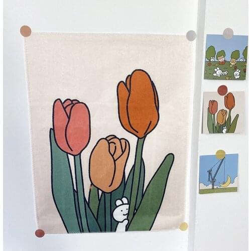 Ins Style Cartoon Pattern Background Cloth Dormitory Wall Decorative Tapestry Room Decor Bedside Desktop Cute Hanging Cloth