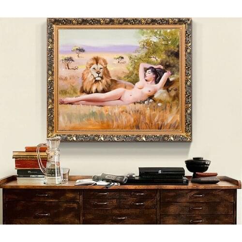 Lion Animal Landscape Canvas Painting Print Nordic Poster Wall Art Picture For Living Room Home Decor Decoration Frameless