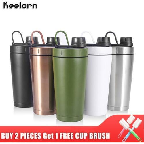 Keelorn New design double stainless steel vacuum flask 700ml mug coffee tea milk travel outdoor non-slip silicone cup thermos