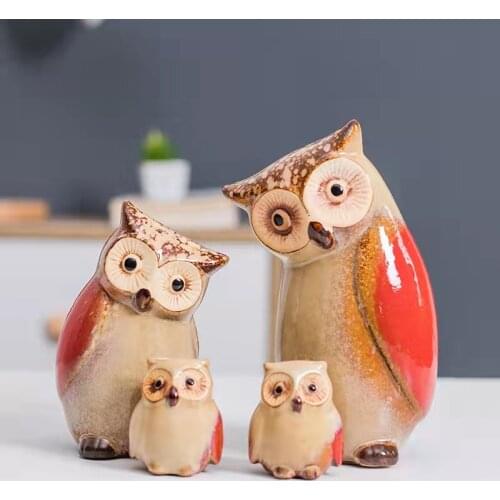 [MGT] Ceramic handicrafts modern owls statue living room animal ornaments owl crafts toy home decor figure 4 style optional