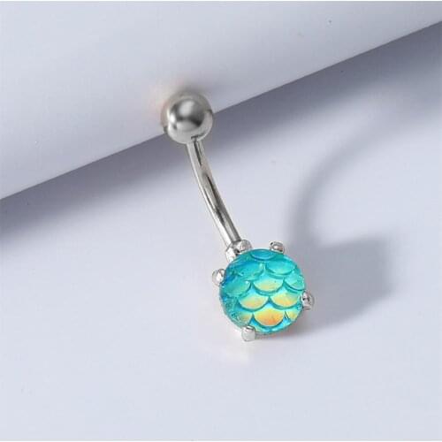 Moda colorido peixe escala botão da barriga anel feminino corpo piercing jóias umbigo prego nombril nightclub sexy corpo jóias