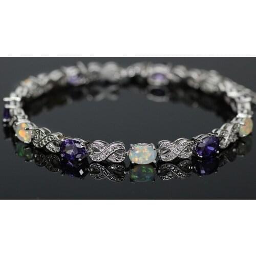 SZ0005 Trendy Fire Opal Gem Purple Stone Bracelets for Women Elegant Jewelry Best Gift for Lovers Wedding