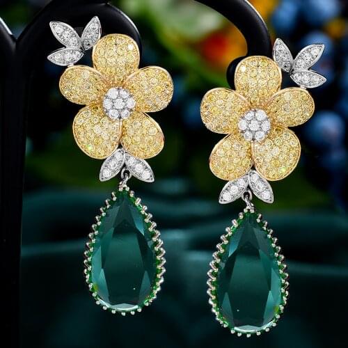 Trendy Romantic BOHO Big Flower Pendant Earrings for Women Bridal Wedding Party Jewelry Bohemia Style Top Quality Accessories