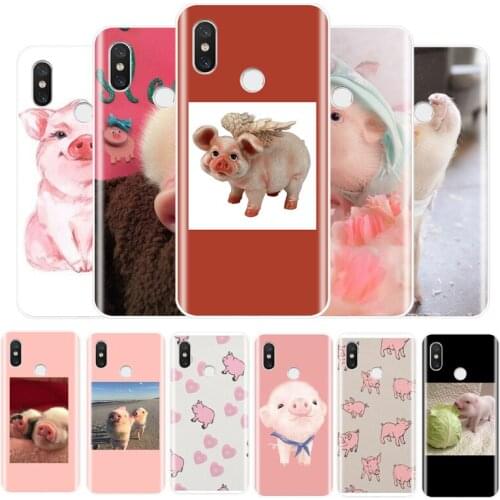 Cute Little Pink Pet Pig Luxury Soft Silicone Phone Case For Redmi 4 5 5A 6A 6pro 7 5PLUS NOTE 5 6 7 8 4X PRO