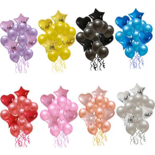 14pcs/set 18inch Heart Star Foil Balloons 12inch Pearl Latex Air Globos Wedding Birthday Party Decoration Baby Shower Supplies