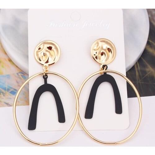 New Fashion Drop Earrings For Women Geometric Statement Metal Round Dangle Earrings 2021 trend unusual earrings bijoux femme
