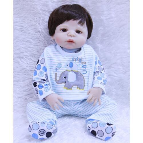 NPK male silicone dolls 55cm reaborn baby Realistic boy Doll Reborn 22 Inch Full Vinyl Boneca BeBe alive Reborn Doll For Girls