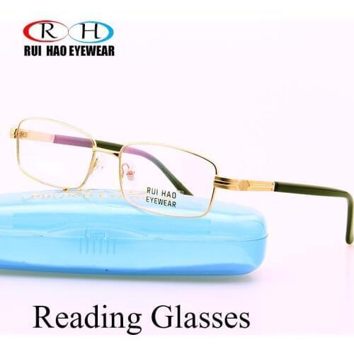 Unisex Reading Glasses Hight Clear Presbyopic Glasses Brand Optical Alloy Spectacles Frame With HMC Coating Resin Lenses