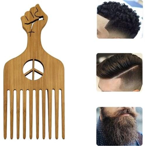 Professional Wide Teeth Fist Shape Handle Afro Pick Hair Comb Curly Hairbrush Beard Care Comb Hairdressing Styling Tool
