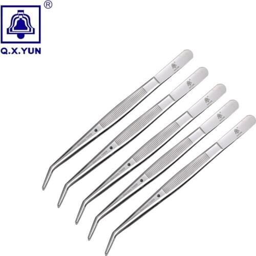 QXYUN 5PCS high quality bend tweezer length 148mm Stainless steel sewing machine spare parts leather sewing tools