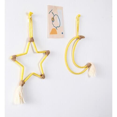 Star Moon Wall Hanging Cotton Woven Decorations With Tassels Bedroom Living Room Decoration Hanging Ornaments Cotton Ornaments