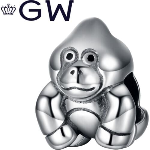 100% 925 Silver Charm Lovely Ape Bead Fit Most charms silver original bracelet