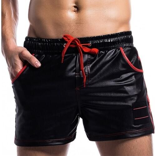 Summer Faux Leather Men Shorts Casual Loose With Pockets New High Quality Male Short Pants Comfortable Soft Man Shorts