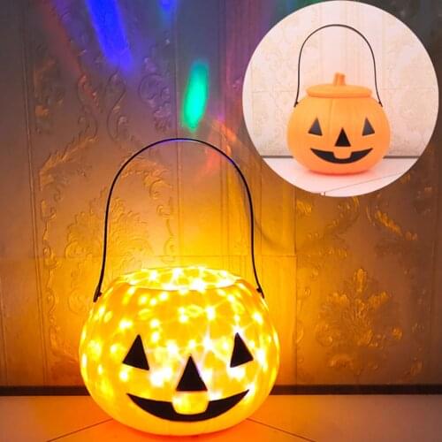 Halloween Pumpkin LED Light Lamp Creative Pumpkin Lantern Halloween Indoor Decorations Lightened Pumpkin Candy Storage Light
