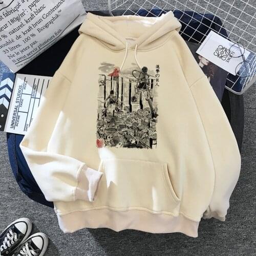 90s Anime Attack on Titan Shingeki No Kyojin Graphic Hoodies Men Unisex Oversized Funny Cartoon Sweatshirt Hip Hop Hoody Male