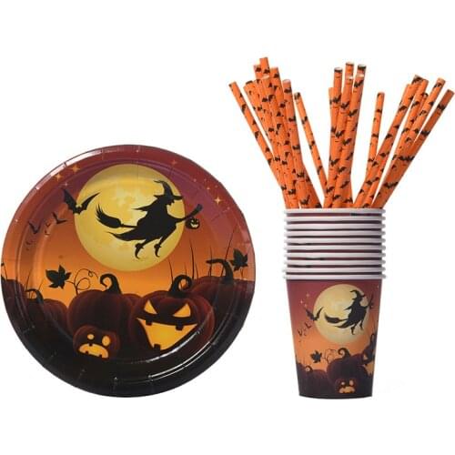 Happy Halloween Decoration Thanksgiving Decorations for Home Party Decoration Paper Plate Disposable Tableware