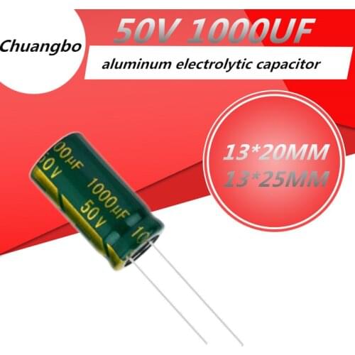 5pcs Higt quality 50V 1000UF 13*20 13*25MM low ESR/impedance high frequency aluminum electrolytic capacitor 50V 1000UF