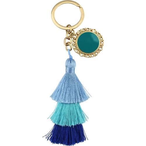 ZWPON Monogram Hula Tassel Key Chain for Women Bag Charm Jewelry Key Rings Accessories