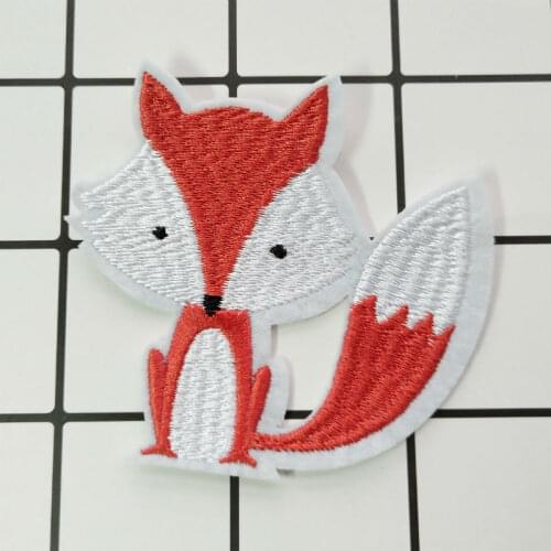 1pc Cute Fox Applique Badge Embroidered Iron on Patches For Clothes Bag Fashion Sticker Repair Diy Craft Decoration