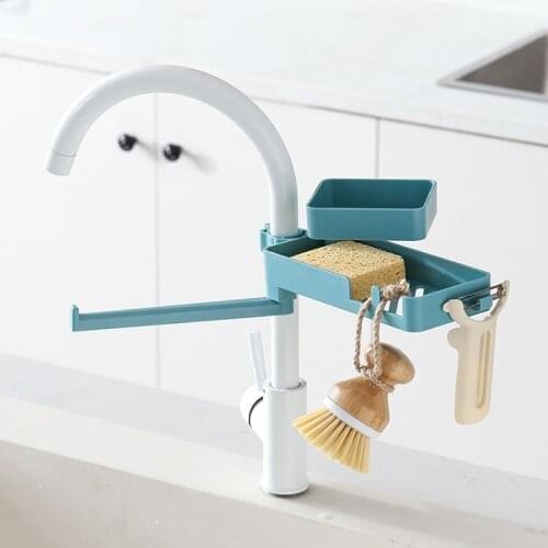1PC Sink Hanging Storage Rack Storage Holder Sponge Bathroom Kitchen Faucet Clip Dish Cloth Clip Shelf Drain Dry Towel Organizer