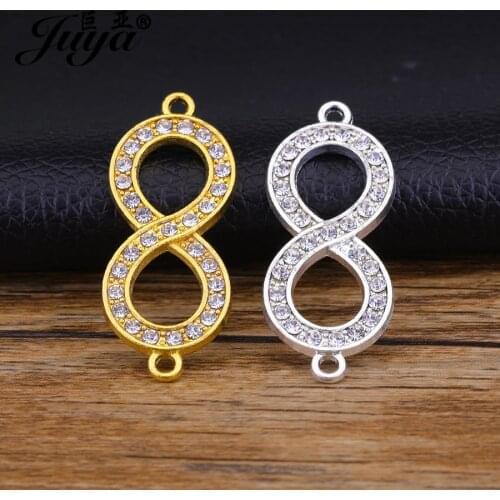 10pcs/lot 38.3x15.5mm Infinity Symbol Rhinestone Connectors for Bracelets Necklace DIY Jerwelry Making Handmade Accessories