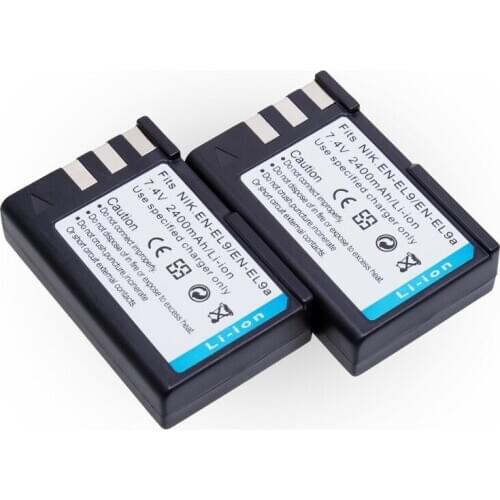2pcs EN-EL9/EN-EL9a 7.4V 2400mAh Ultra High Capacity Li-ion Battery Pack for Nikon D40 D40x D60 D3000 D5000 Digital SLR Cameras