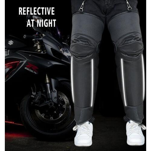 2Pcs Winter Motorcycle Accessories Windproof Cold Plus Velvet Warm Knee Pads Slip Resistant Long Reflective Strip Protectors