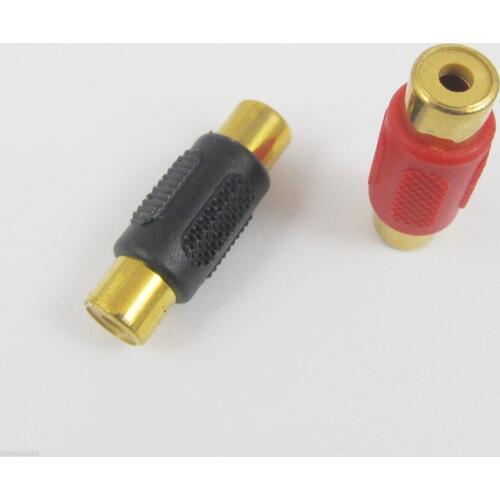 2pcs Gold RCA Female to RCA Female AV Audio Coupler Adapter Connector Red+Black