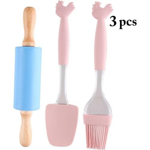 3Pcs/Set Baking Tools Silicone Non Stick Pastry Utensils Set Dough Roller DIY Baking Tools Accessories Kitchen Tools