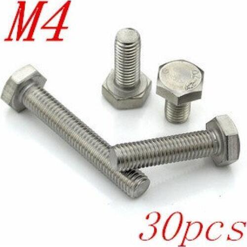 30pcs/Lot Free Shipping Metric Thread M4*8/10/12/16/20/25/30/35/40/45/50mm Stainless Steel outer Hex Head Cap Screws Bolts