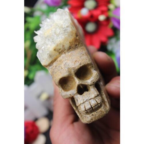483g Tibets natural clear quartz crystal skull specimen A13