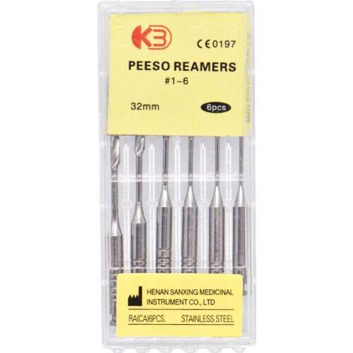 6Pcs/Box 32mm #1-6 Dental Endodontic Files Reamers Drills Burs Gate Drills Peeso Reamers Endo Files Peeso Dentist Materials