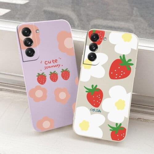 Strawberry Flowers Case For Samsung Galaxy S21 S20 FE S10 Note 20 10 Ultra Plus Soft Phone Cover For A72 A52 A42 A32 A711 Case