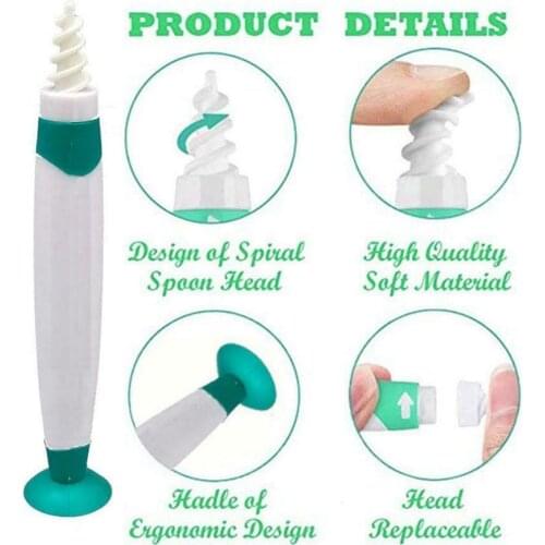 Ear Wax Remover Q Grip Ear Cleaning Tool Kit With Suction Cup Bottom Ear Wax Cleaner 16pcs Replacement Heads Cleaning Brush
