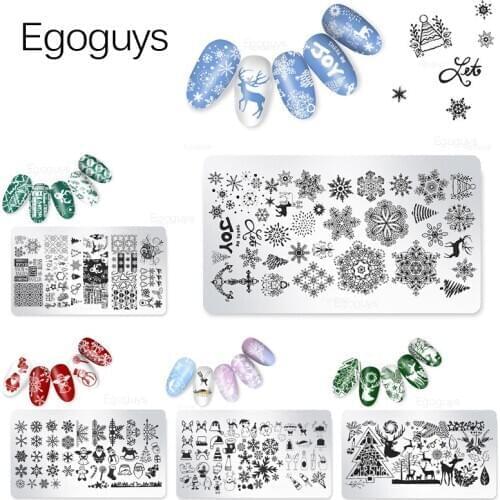 Nail Printing Stamping Templates Christmas Pictures Print Snowflake Image Stamp Plates Ink Stamper UV Gel Polish Transfer Tools