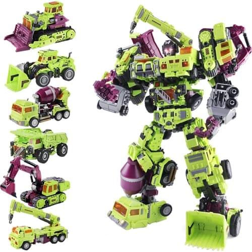 NBK 3349 Transformation Toy Devastator 6in1 Combiner Robot Action Movie Figures Model ABS 42cm Oversize Deformation Car
