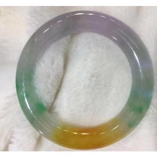 Grade A) 100% Natural handmade 3mix clour Jadeite JADE Bracelet Bangle(Submitting certificates)