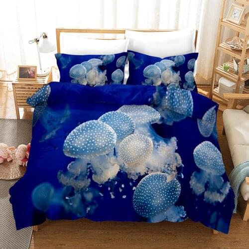3D Bedding Set Sea Animal Jellyfish turtle Duvet Cover comforter bedding sets for kids Children Queen Size Bed Set Bed Linens