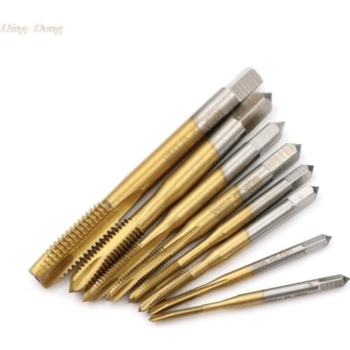 M2/M2.5/M3/M3.5/M4/M5/M6/M8 Spiral Point HSS Titanium Machine Right Hand Tap Drill Thread Plug Handle Taps