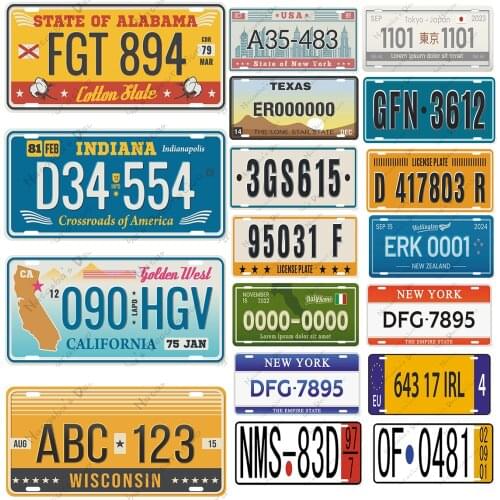 Car Number Metal Signs Poster Retro Metal Plate Club Pub Bar Home Wall Metal Tin Sign Decoration Car Number Wall Plate