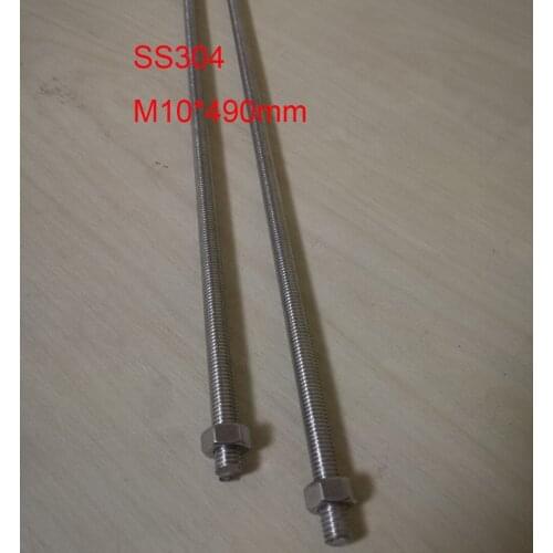 Metric M10 Stainless Steel Thread Rod Threaded Bar, About 490mm / pc, 3pcs/lot