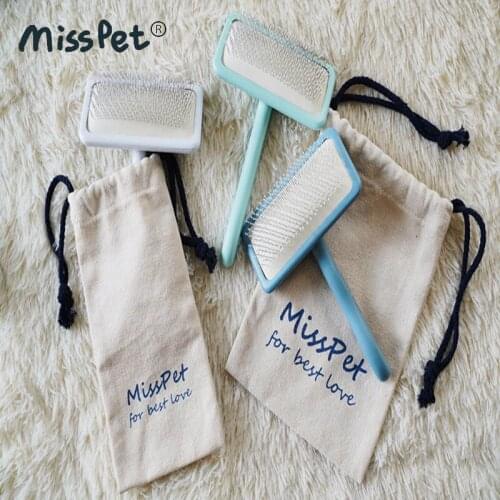 Misspet birch square head with beads large and small needle comb, cat and dog daily carding