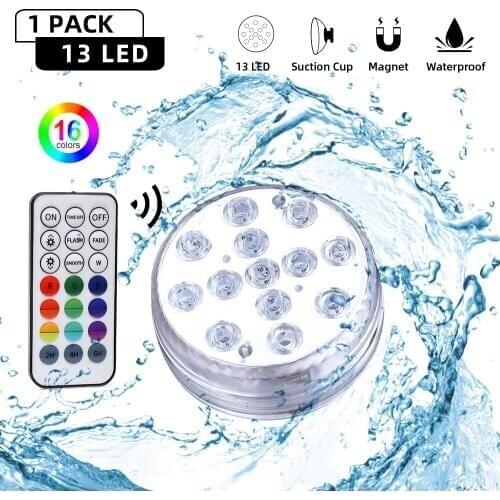 Multi Color Sunmersible LED Night Light Underwater Waterproof Suction Cup Fountain For Swimming Pool Vase Fishtank