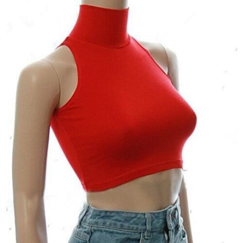 MS060) Sexy women lycra cotton sleeveless turtleneck short narrow shoulder female vest