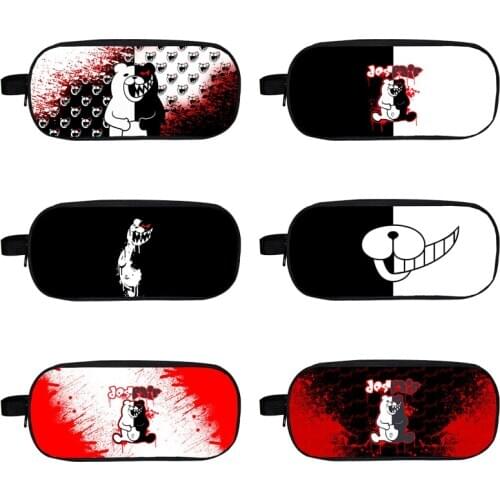 2021 New 3D Print Anime Danganronpa Monokuma Pencil Case Stationery Bag Cosmetic Bags for Students Man Woman Cartoon Makeup Bag