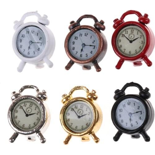 New 1:12 Multicolor Scale Mini Alarm Clock Toy Home Decor Kitchen Living-room Miniature Model Kid Gift Dollhouse Accessories