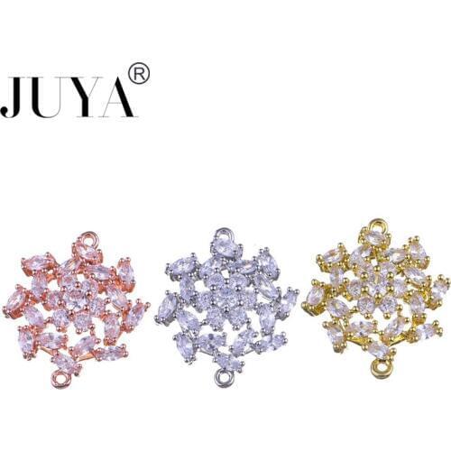 Wholesale 5pcs / 10pcs accessoires bijoux AAA Cubic Zirconia Crystal Flower Connectors Components for jewelry making diy fitting