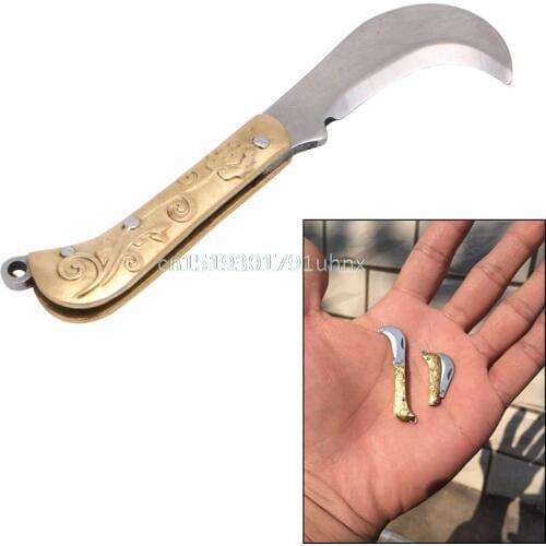 Folder Small Knife Retro Brass Carving Keyring Pocket Keychain Tactical Folding Knives