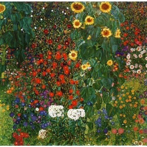 Handmade oil painting reproduction Farm Garden with Sunflowers by Gustav Klimt